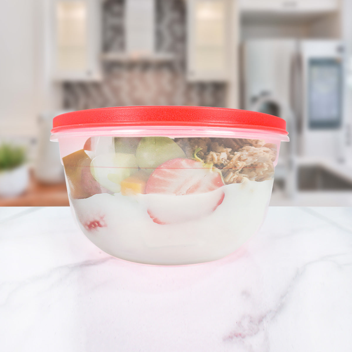 Contenedor Circular Tapa en Rosquilla Roja 1L