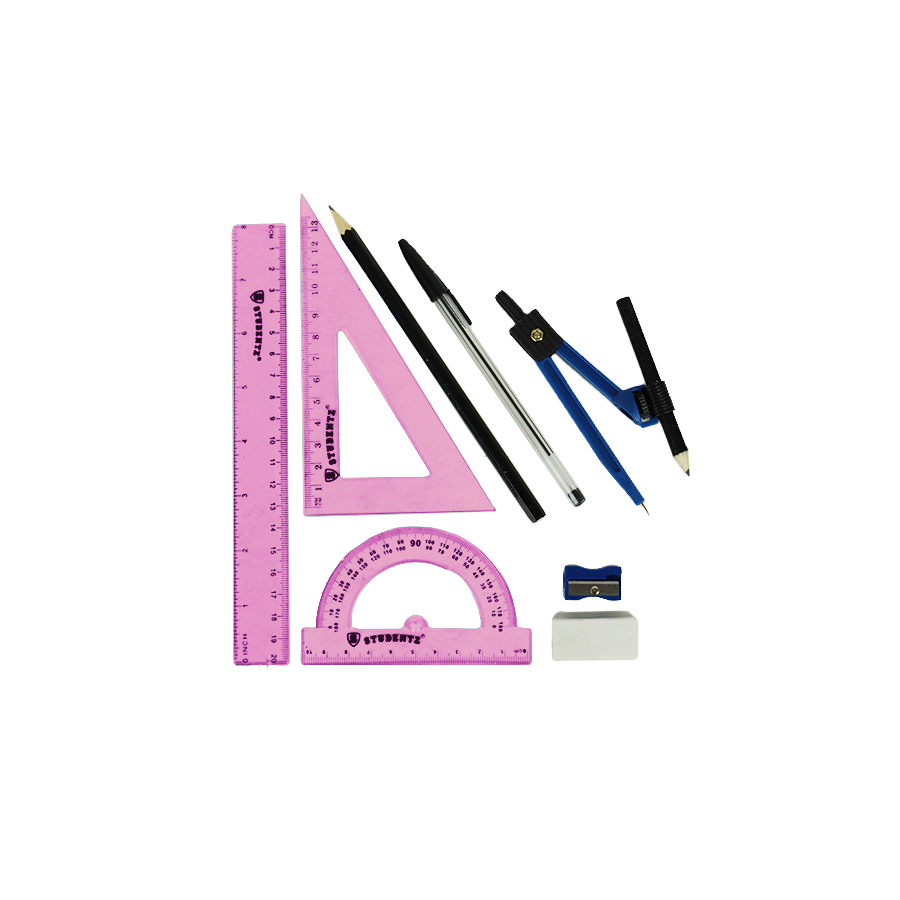 Juego de geometría Rosa, 9 piezas