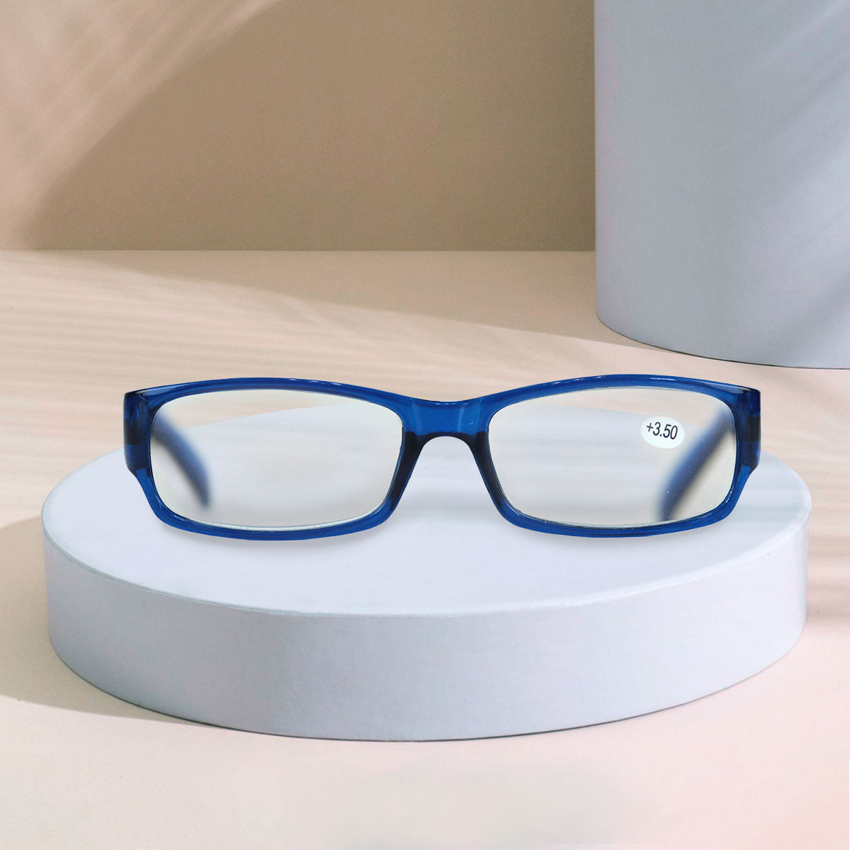 Lentes de Armazón Azul Rectangulares con Graduación de 3.00 Dioptrias, Ideal para Lectura