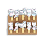 Clips de Madera en forma de Gato, 10 piezas