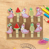 Clips de Madera en forma de Flamingo, 10 piezas