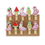 Clips de Madera en forma de Flamingo, 10 piezas