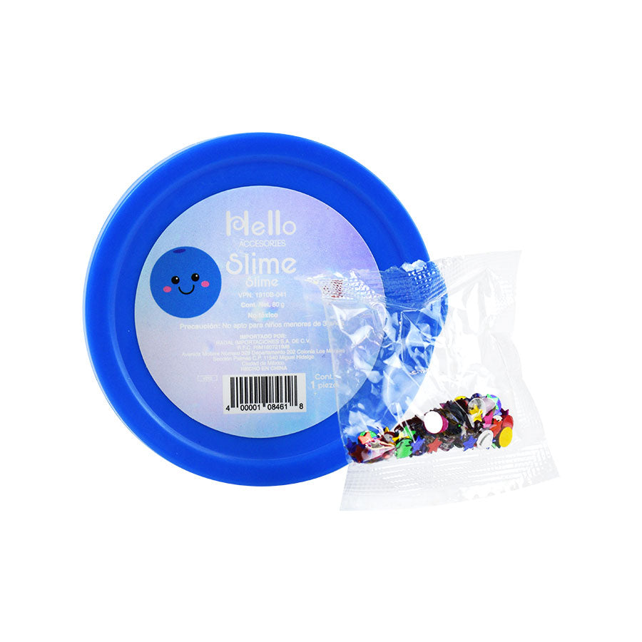 Slime Color Azul con Confeti Metálico 80g