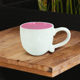 Taza de Cerámica Blanco con Rosa