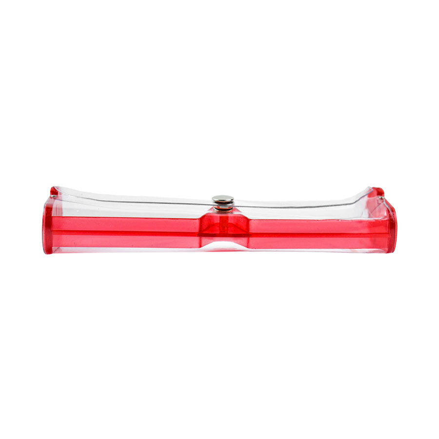 Estuche para Lentes Transparente con Botón de Cerrado Rojo