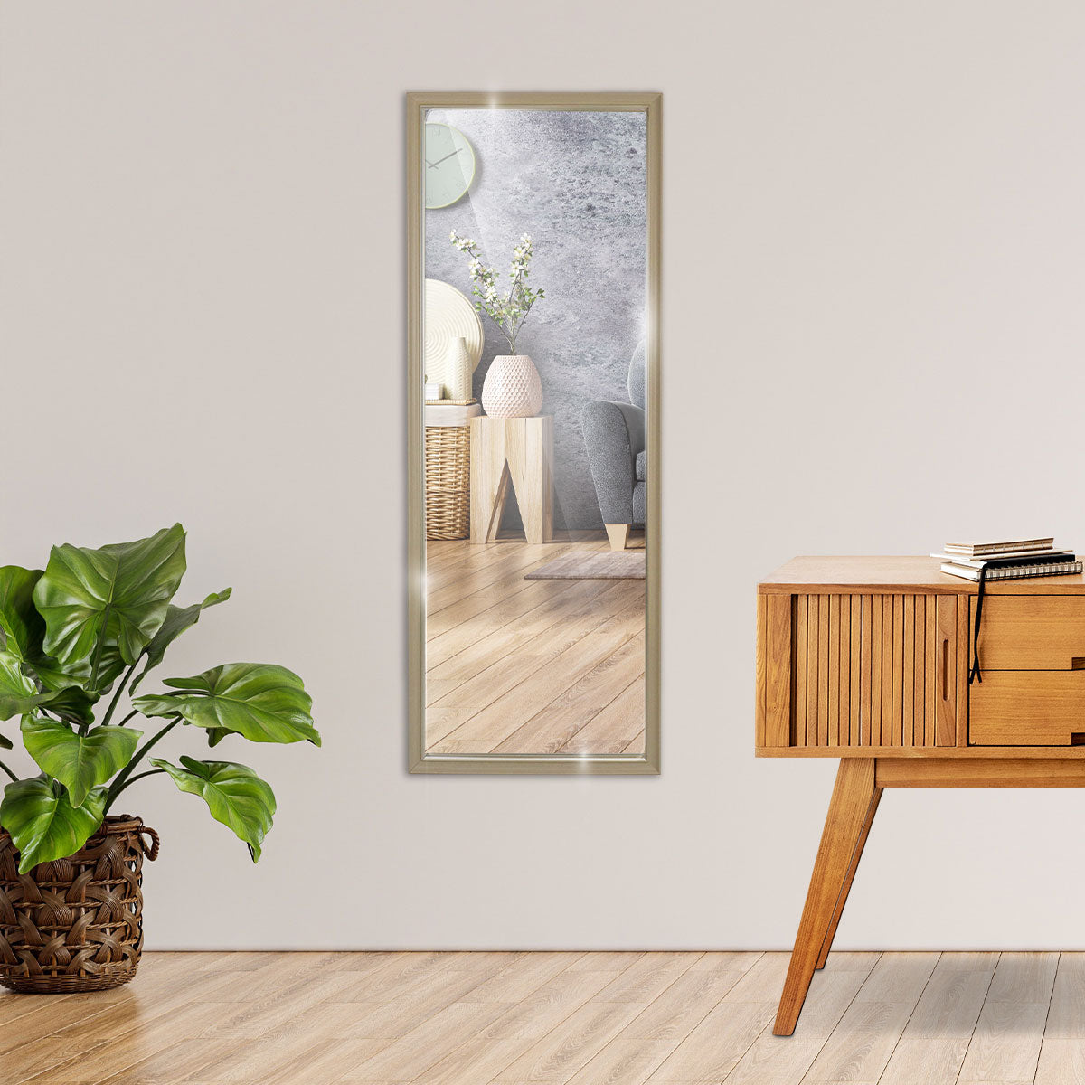 Espejo Cuadrado Color Beige 30 x 90 cm