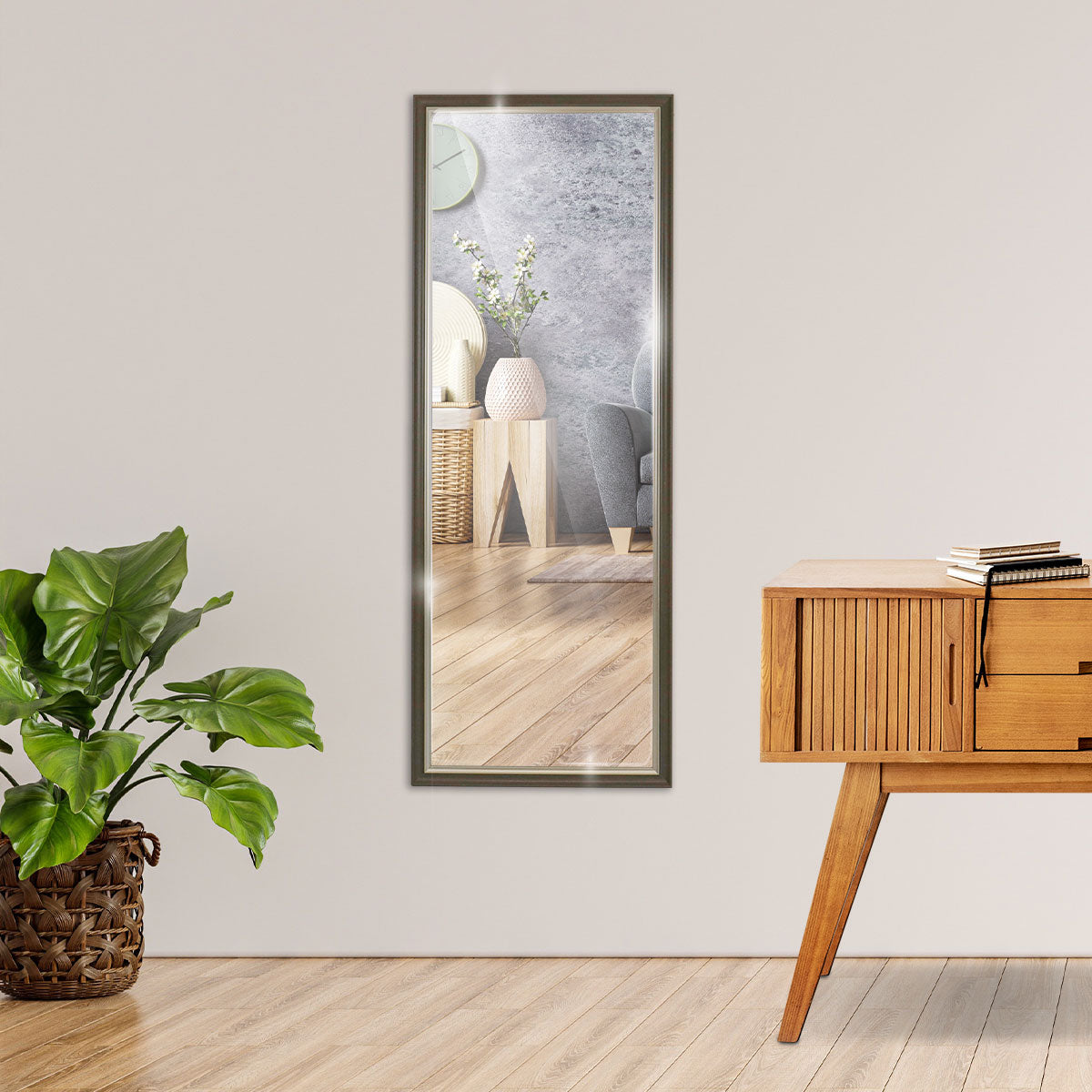 Espejo Rectangular con Marco Color Chocolate