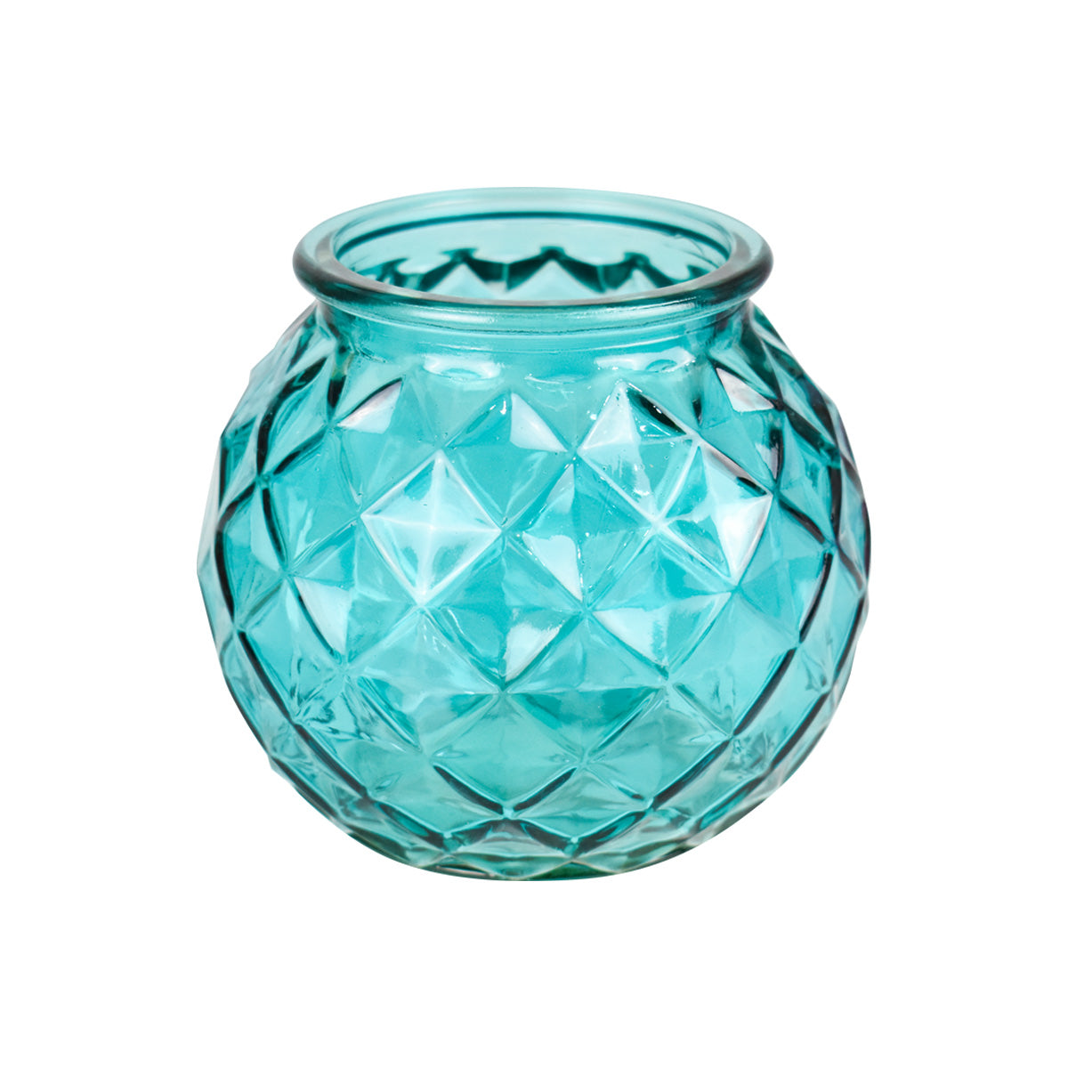 Florero redondo color azul turquesa