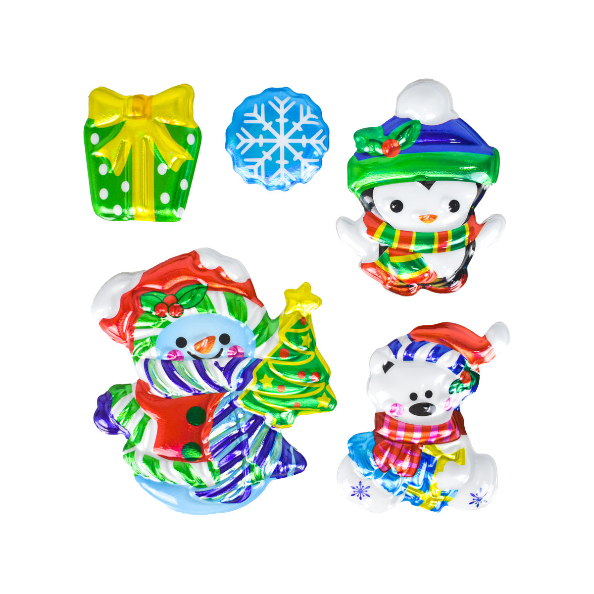 Stickers Puffy con Diseño Navideño, Pingüino