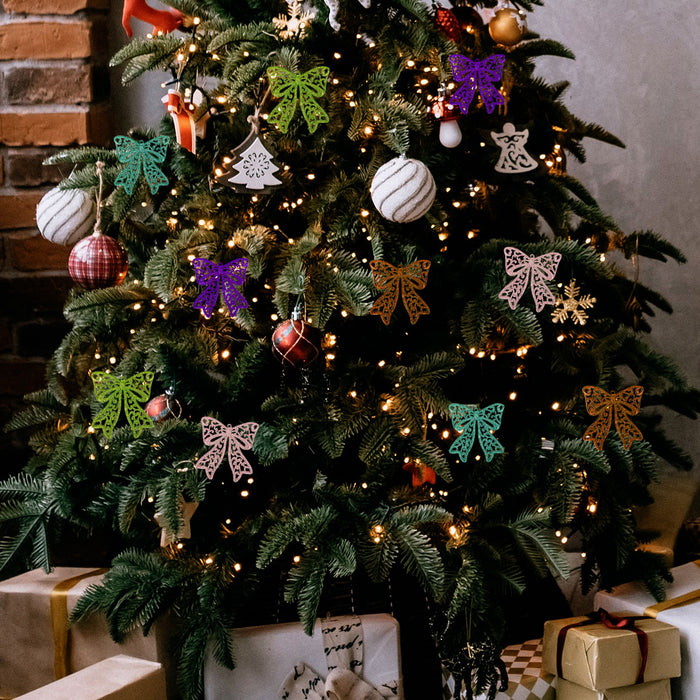 Moño Decorativo Navideño color Morado 12cm