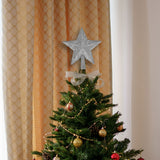 Estrella de Árbol, Color Plateado, Glitter