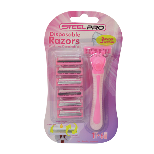 Steelpro Rastrillo 6 Cartuchos Rosa (4567602855985)