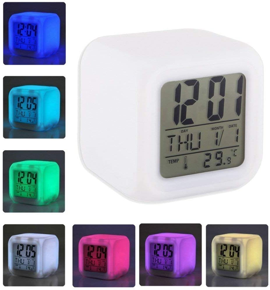 Reloj Despertador Cubo Color Led