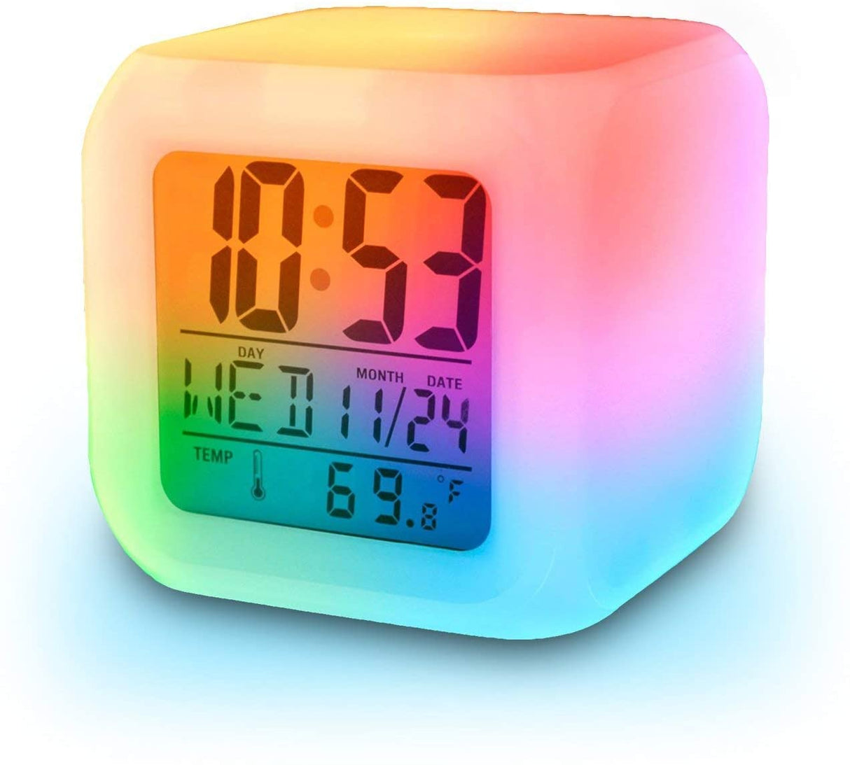 Reloj Despertador Cubo Color Led