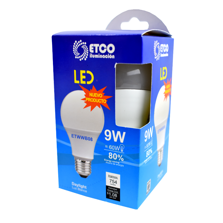 FOCO LED BULBO 9 WATTS 1 PZA (4767827460145)