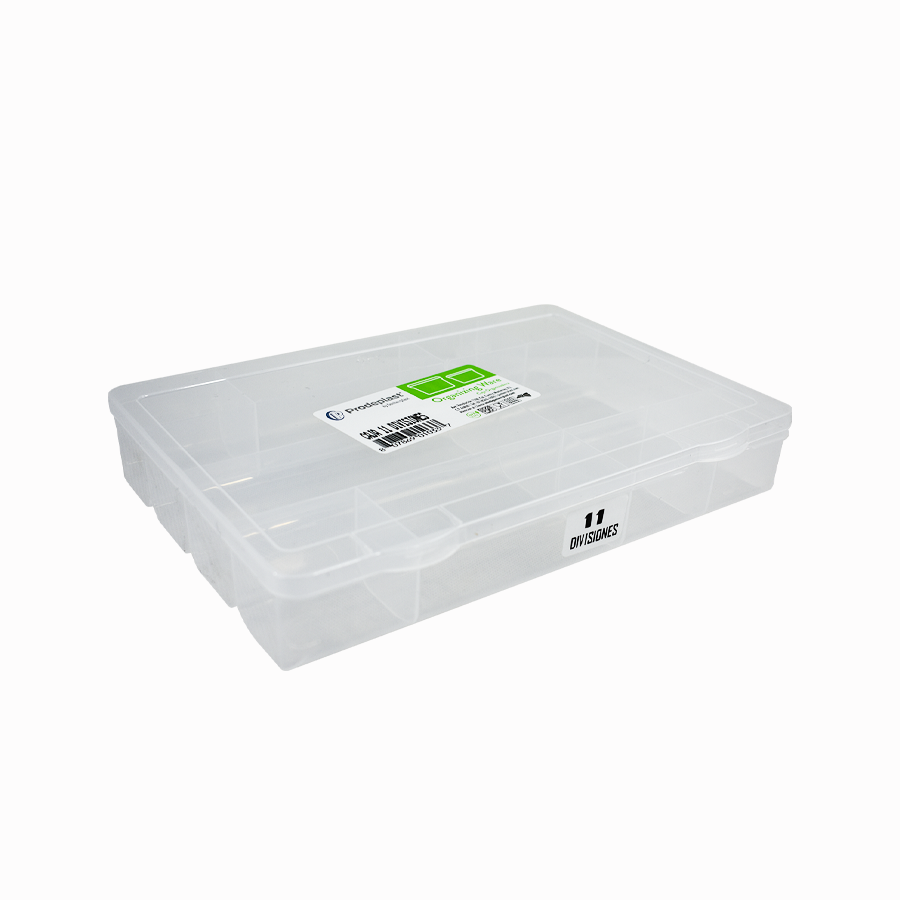 Caja Organizadora de plástico con tapa y 11 Divisiones