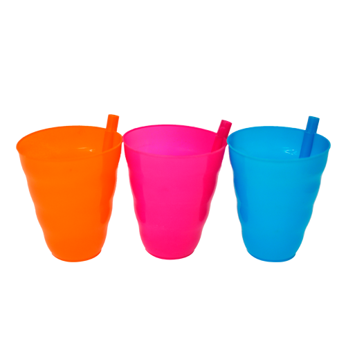 Set 3 Vasos con Popote 300ml (4567487610929)