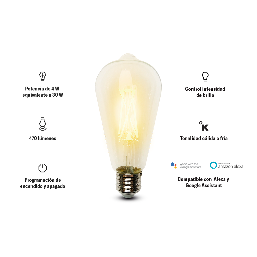 Mini Foco Inteligente Vintage LED