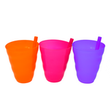 Set 3 Vasos con Popote 300ml